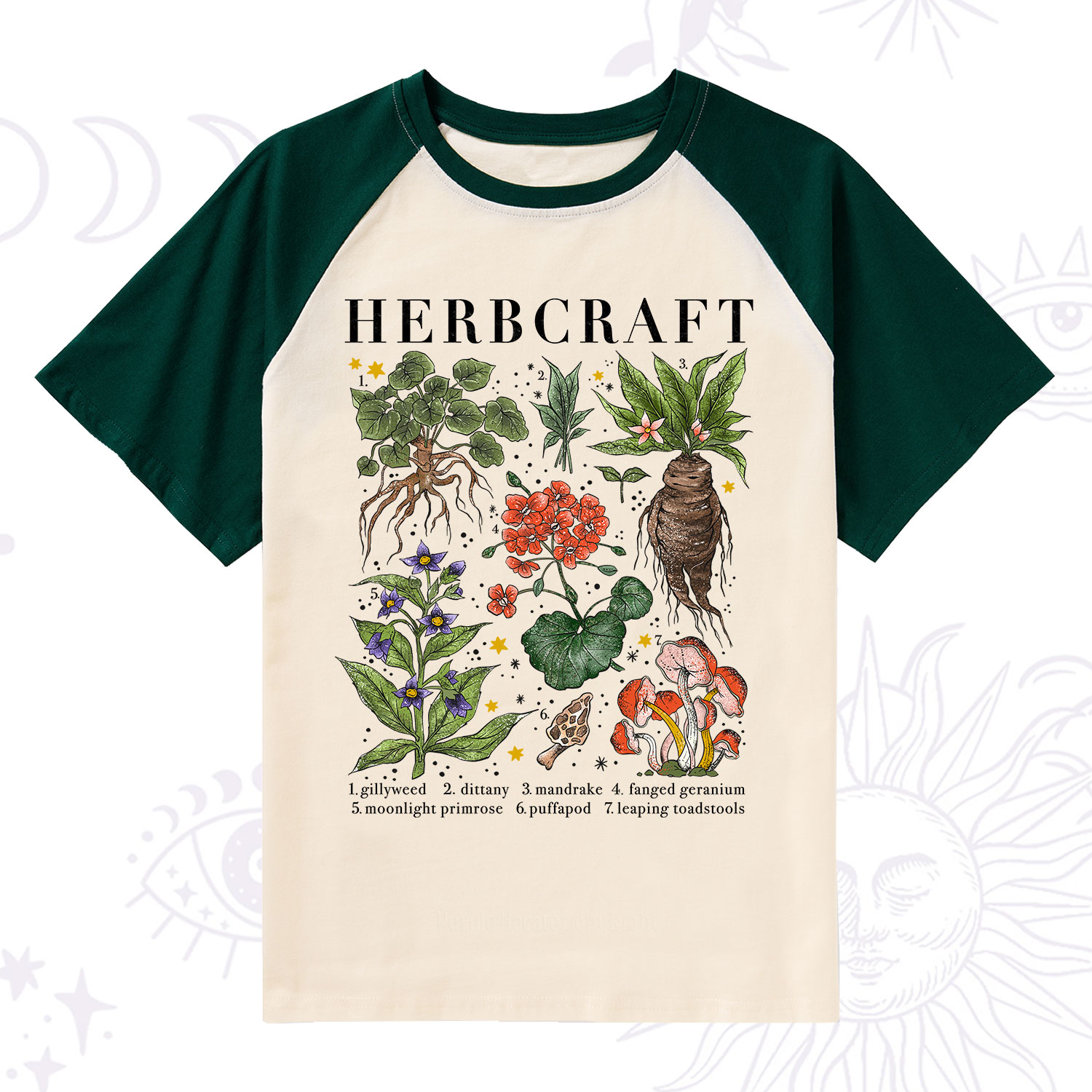 Purplehecate Magical Herbcraft Raglan Short Sleeve T‑Shirt