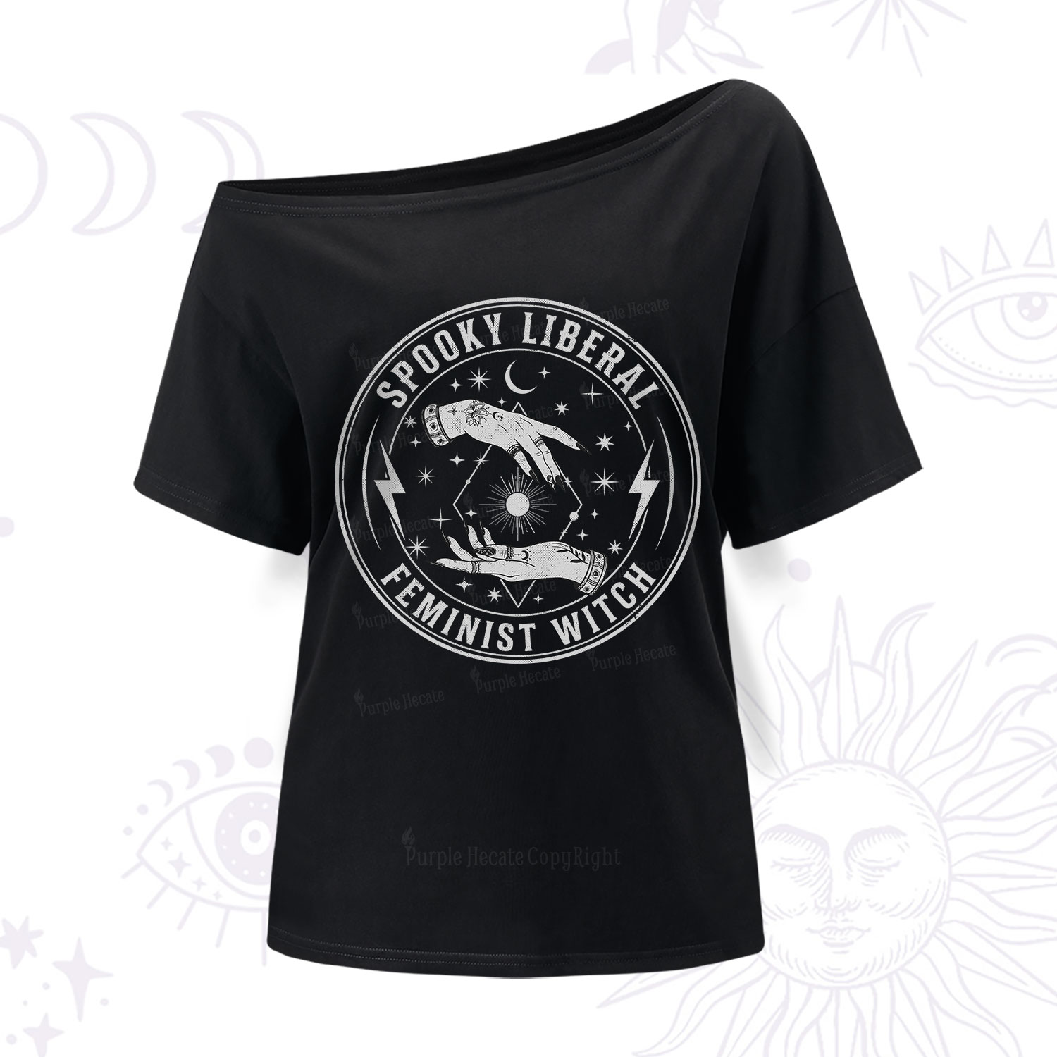 Purplehecate Spooky Liberal Feminist Witch One Shoulder T-Shirt