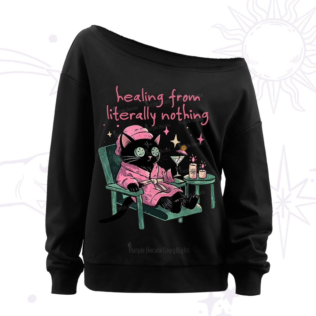 Purplehecate Healing From Literally Nothing Off The Shoulder Sweatshirt