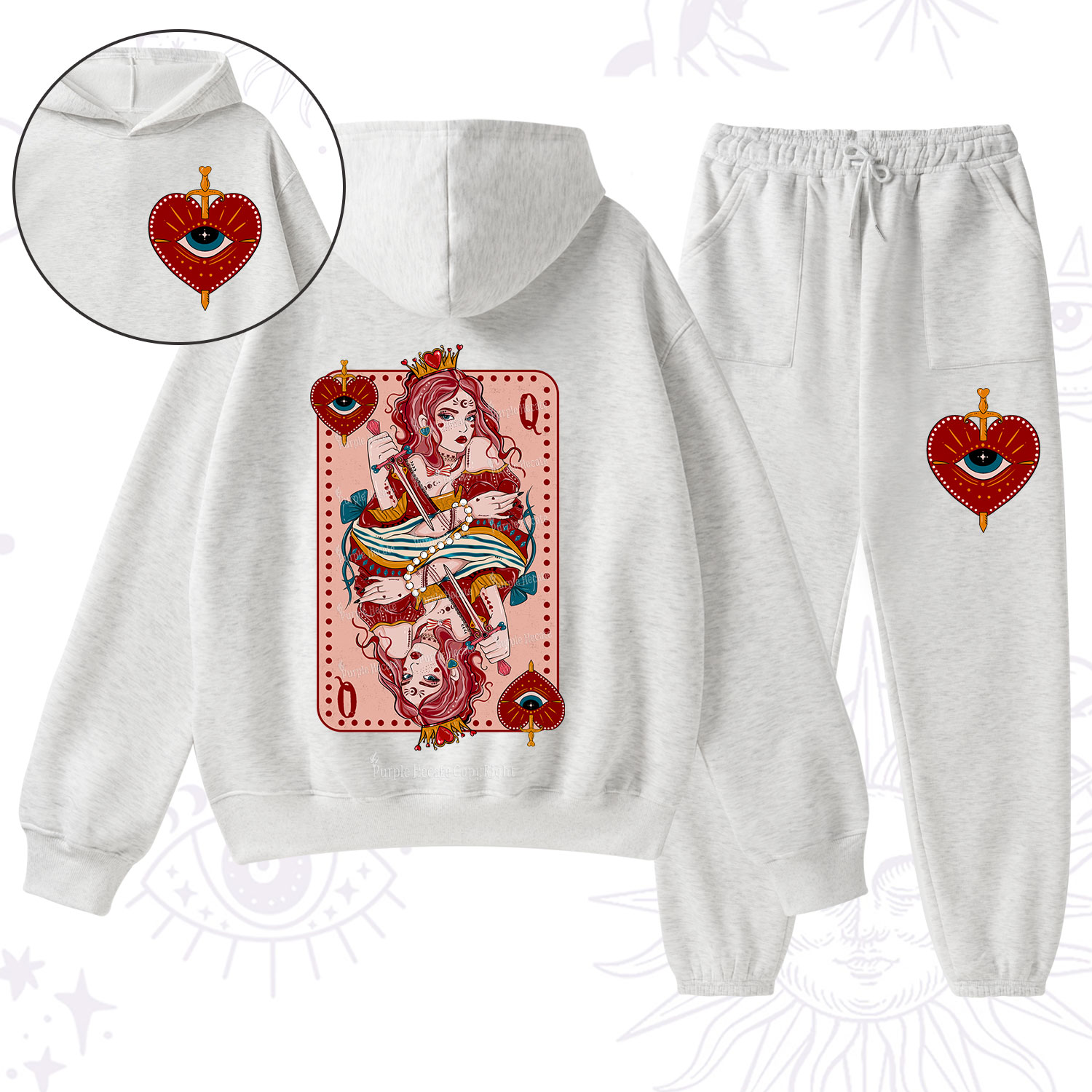 Purplehecate Queen of Hearts Fleece Hoodie Suit