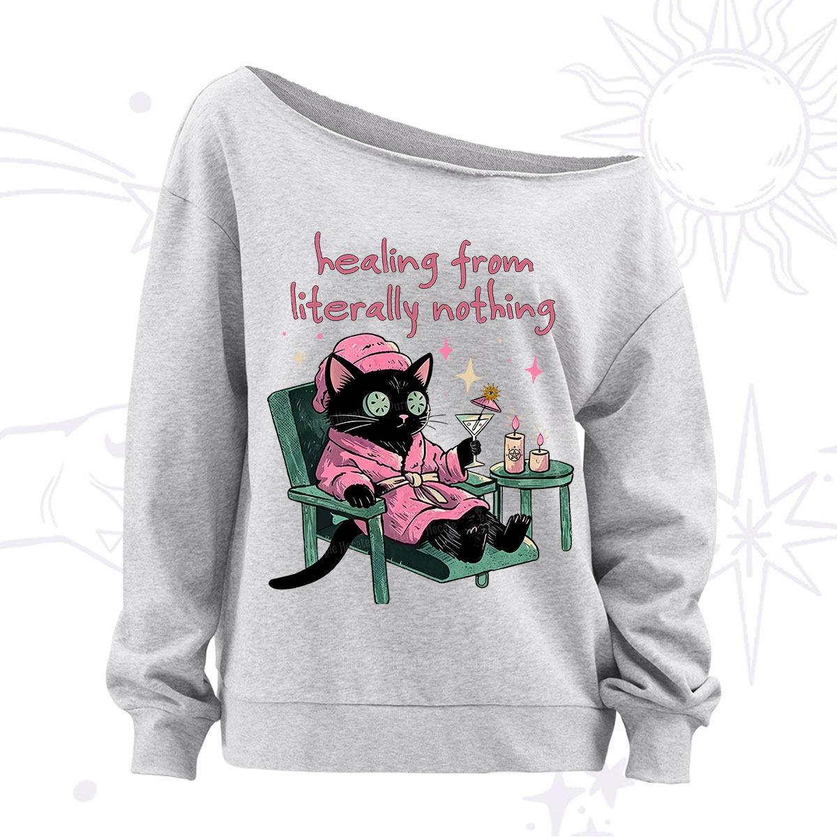 Purplehecate Healing From Literally Nothing Off The Shoulder Sweatshirt