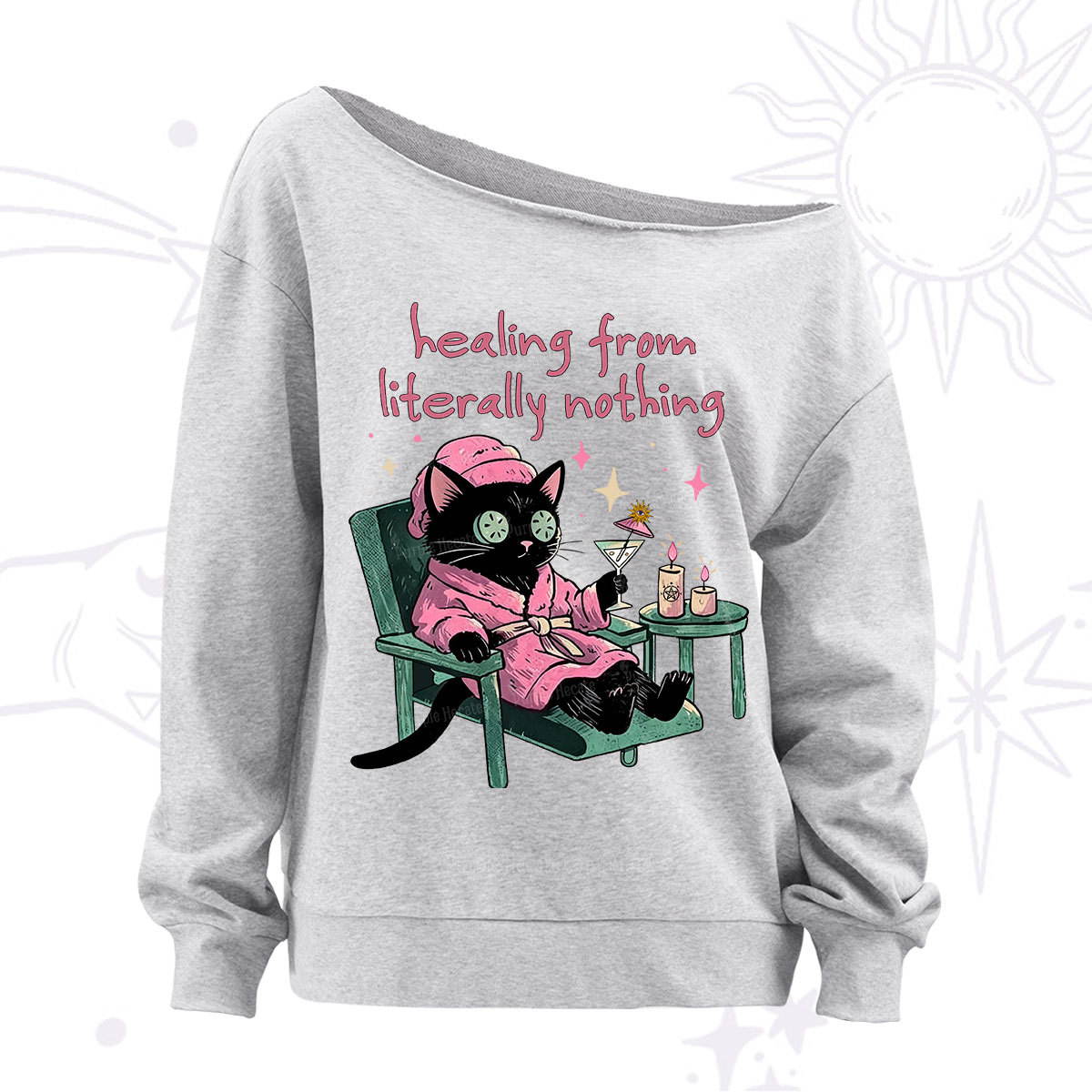 Purplehecate Healing From Literally Nothing Off The Shoulder Sweatshirt