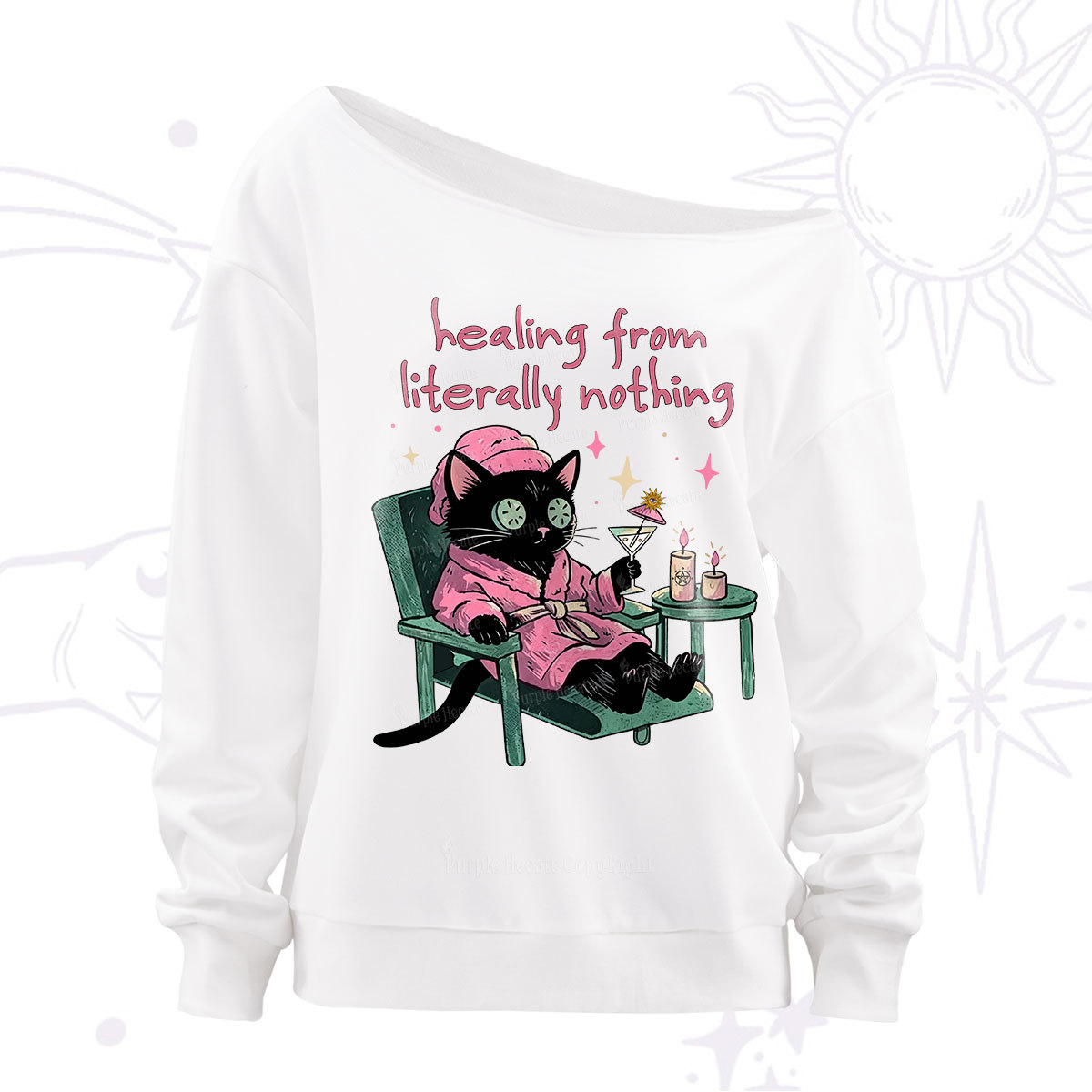 Purplehecate Healing From Literally Nothing Off The Shoulder Sweatshirt