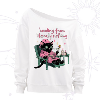 Purplehecate Healing From Literally Nothing Off The Shoulder Sweatshirt
