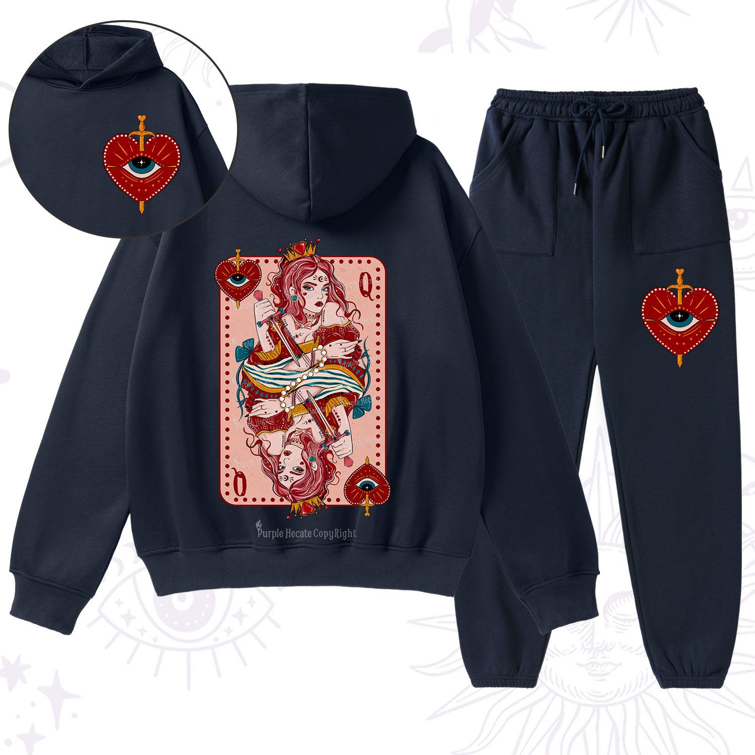 Purplehecate Queen of Hearts Fleece Hoodie Suit