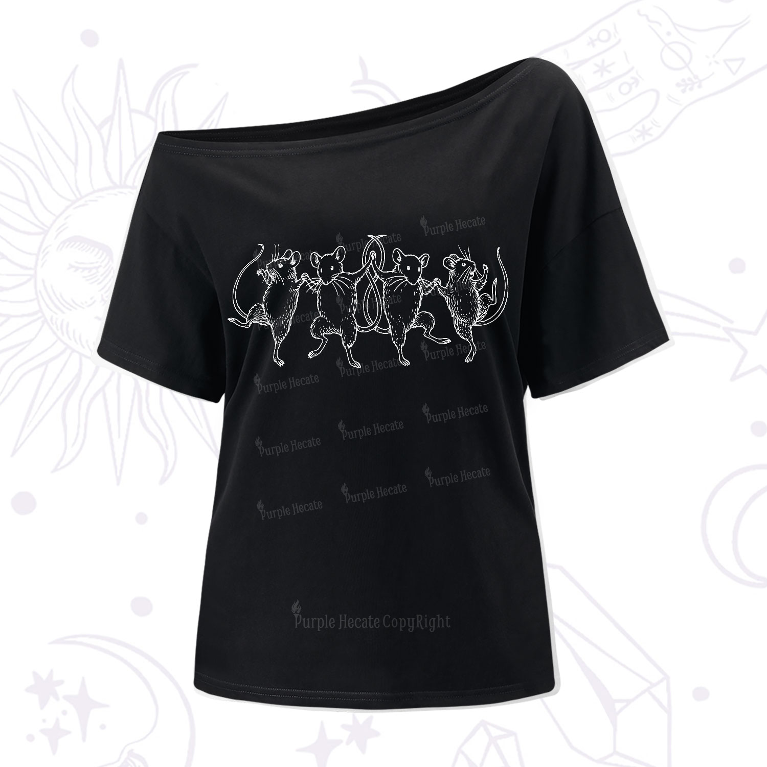 Purplehecate Dancing Rats One Shoulder T-Shirt