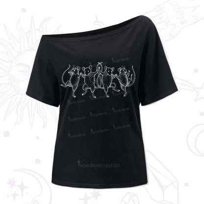 Purplehecate Dancing Rats One Shoulder T-Shirt