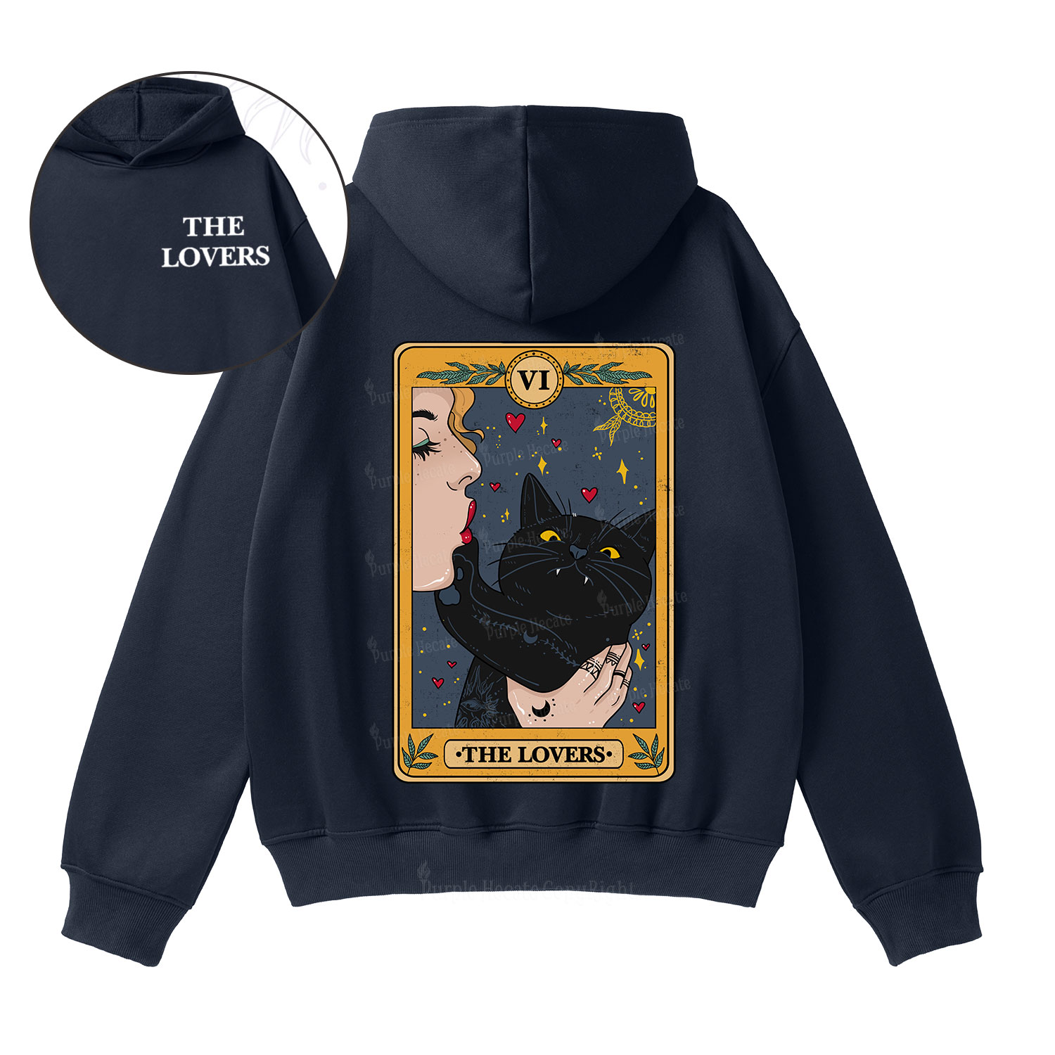 Purplehecate The Lovers Cat Tarot Fleece Hoodie Suit