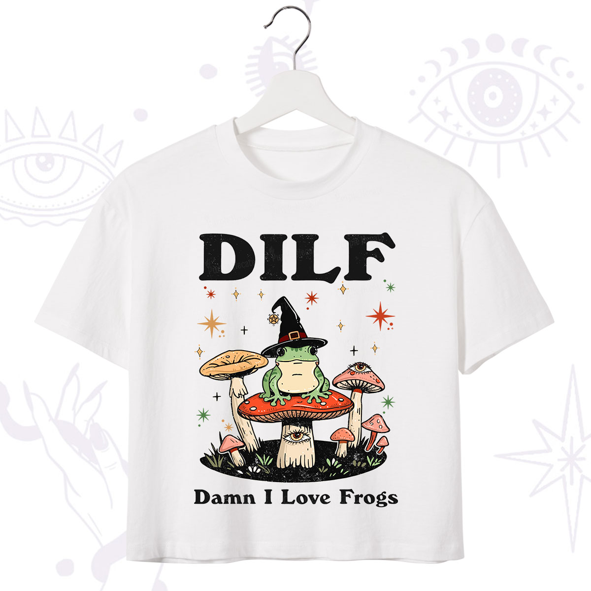 Purplehecate Dilf Damn I Love Frogs Crop T-Shirt