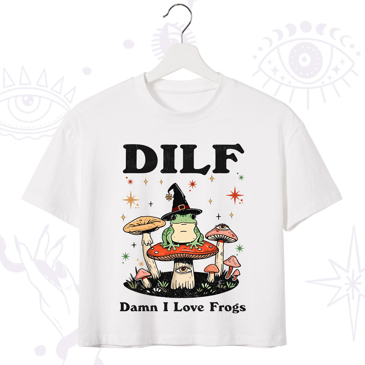 Purplehecate Dilf Damn I Love Frogs Crop T-Shirt