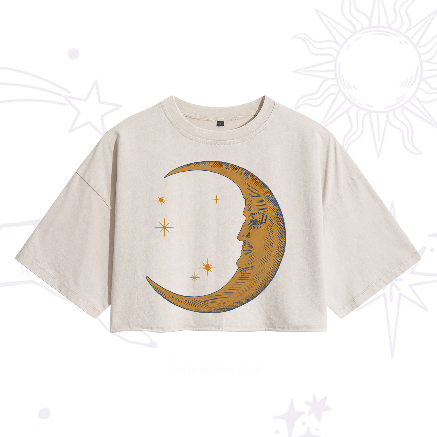 Purplehecate Celestial Moon Washed Cropped T-Shirt
