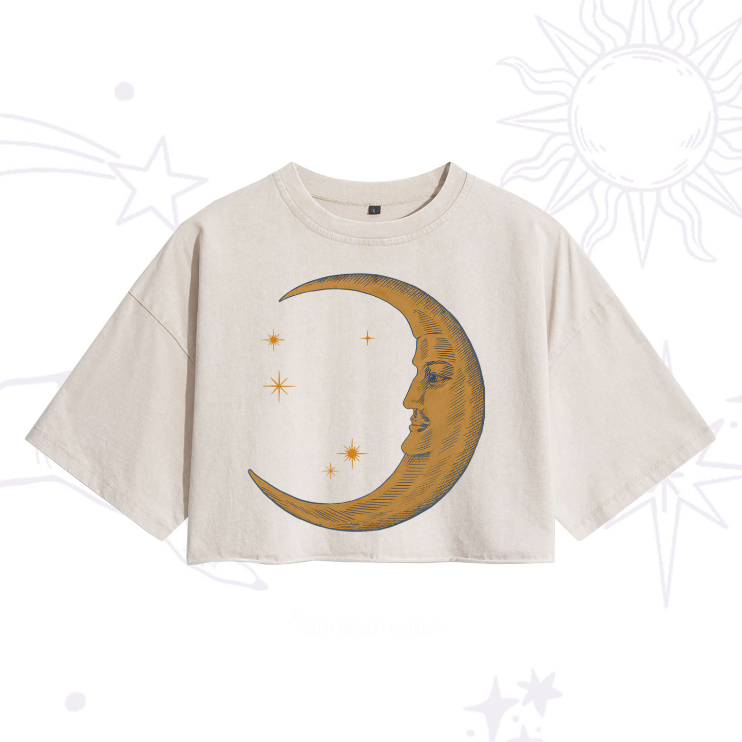 Purplehecate Celestial Moon Washed Cropped T-Shirt