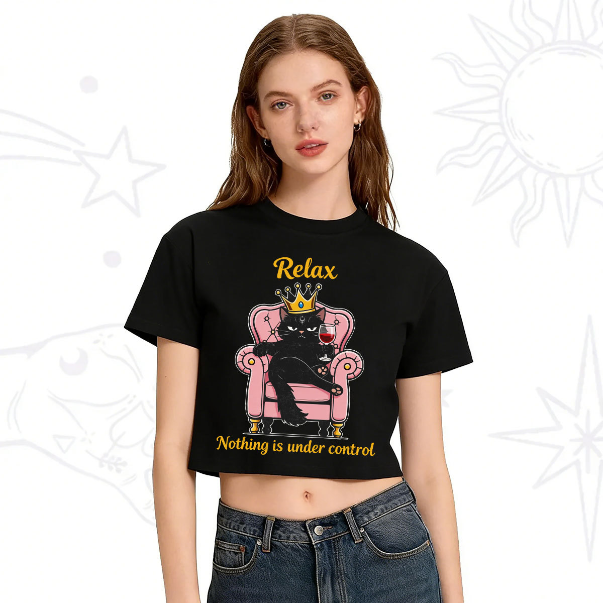 Purplehecate Relax Nothing Is Under Control Crop T-Shirt