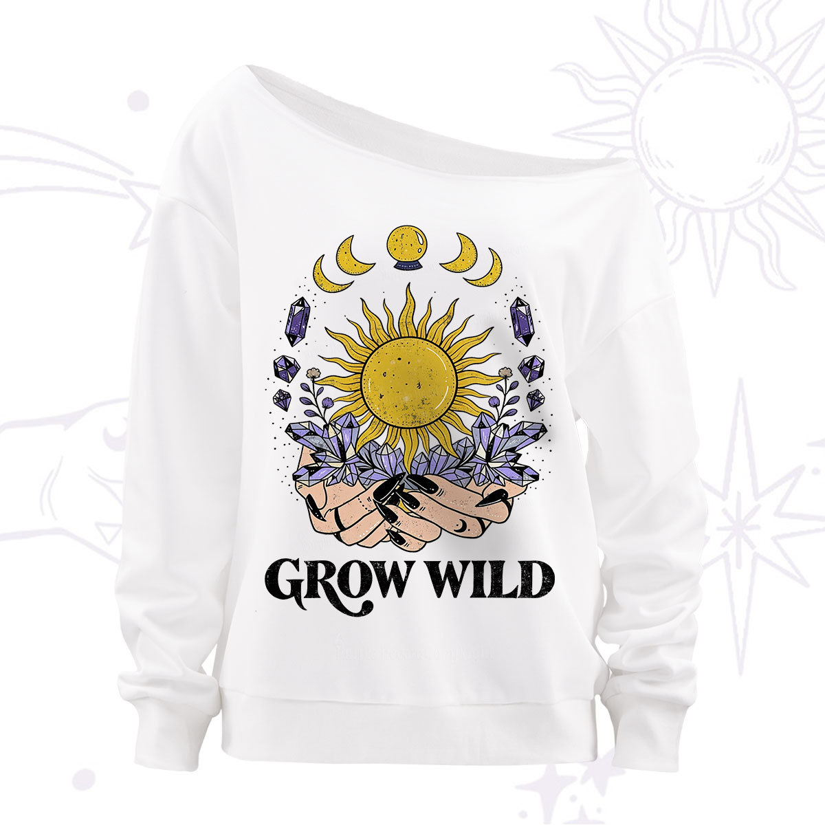 Purplehecate Grow Wild Off The Shoulder Sweatshirt