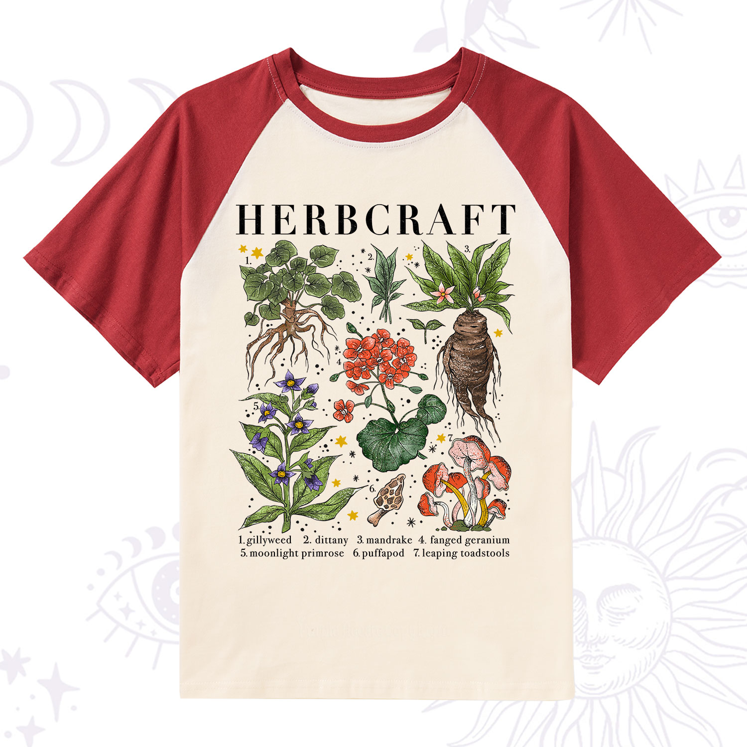 Purplehecate Magical Herbcraft Raglan Short Sleeve T‑Shirt