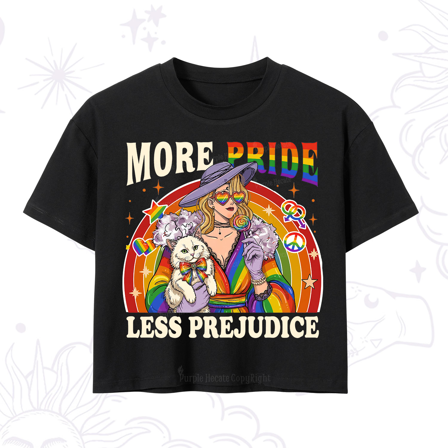 Purplehecate More Pride Less Prejudice Rainbow Crop T-Shirt