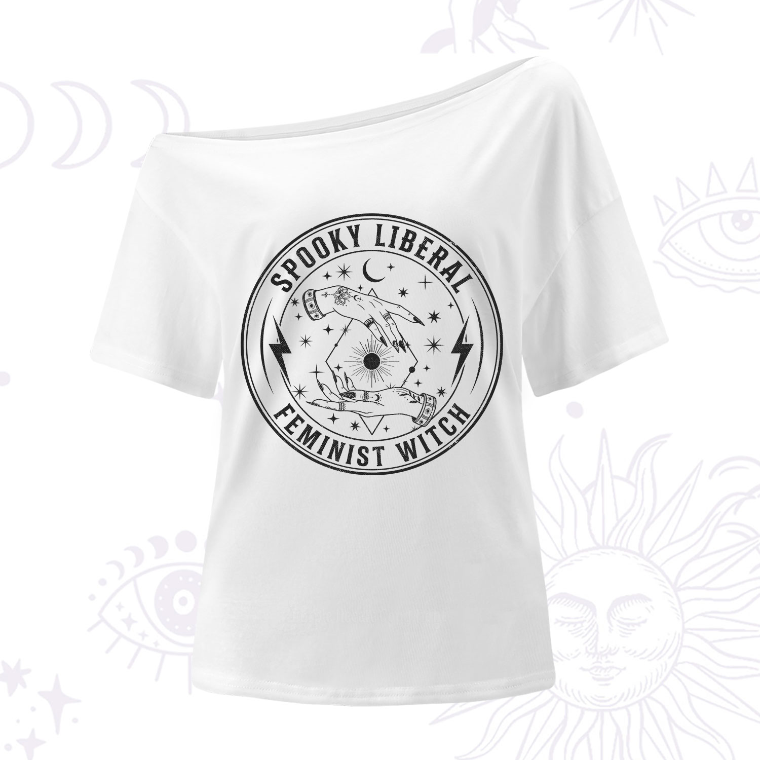 Purplehecate Spooky Liberal Feminist Witch One Shoulder T-Shirt