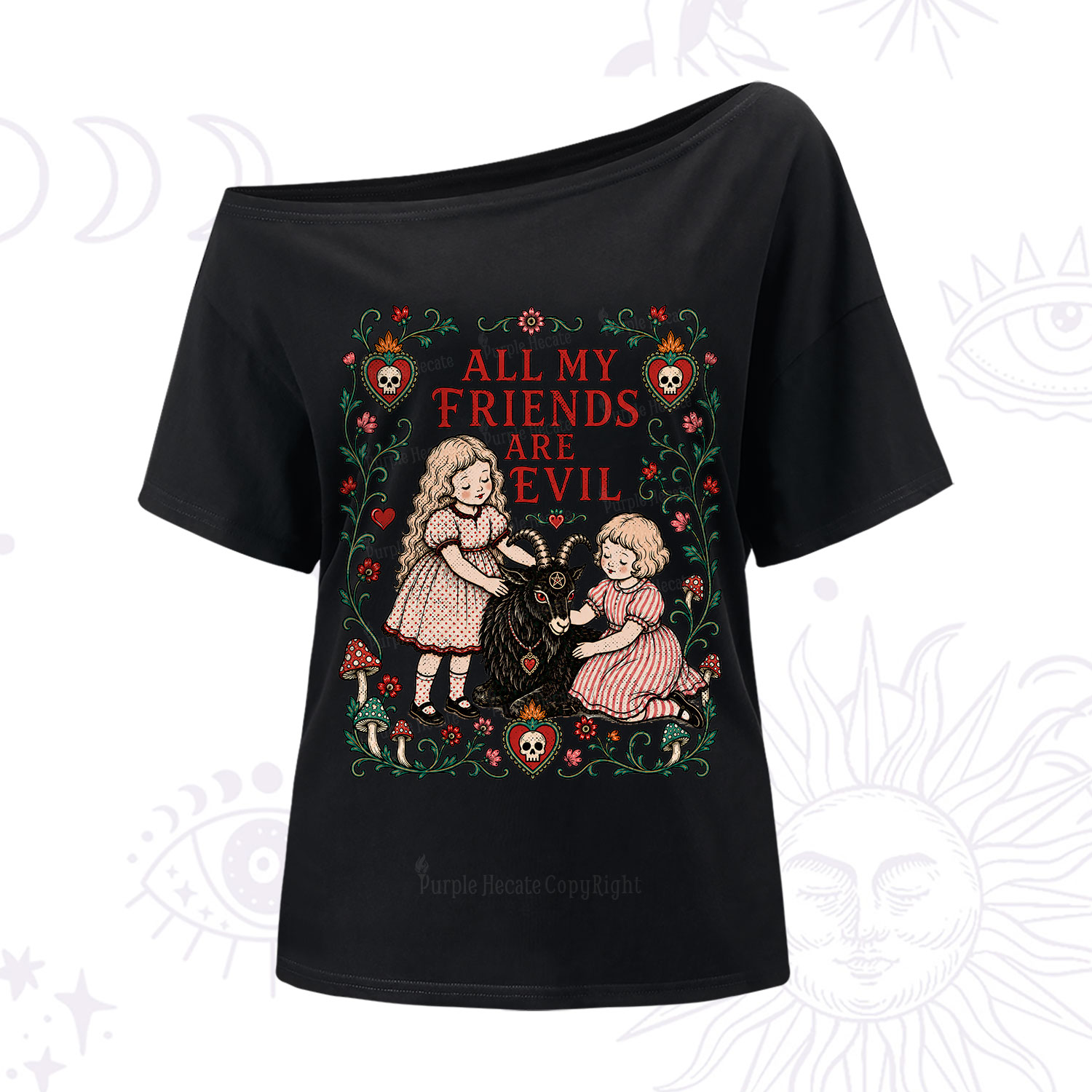 Purplehecate All My Friends Are Evil One Shoulder T-Shirt