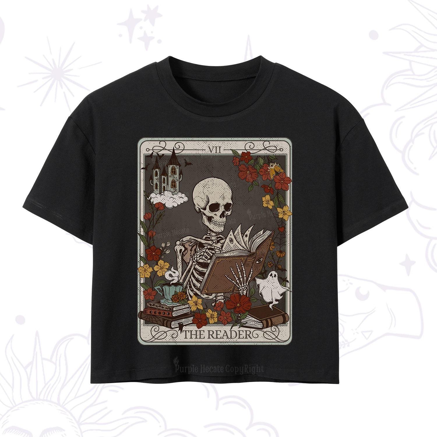 Purplehecate The Reader Tarot Card Crop T-Shirt