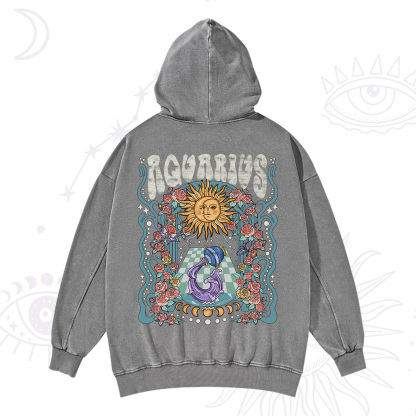 Purplehecate Aquarius Spirit Zodiac Washed Hoodie