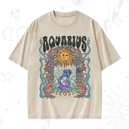 Purplehecate Aquarius Spirit Zodiac Washed T-Shirt
