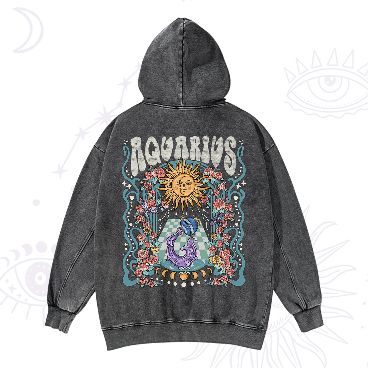 Magic Purplehecate Aquarius Spirit Zodiac Washed Hoodie