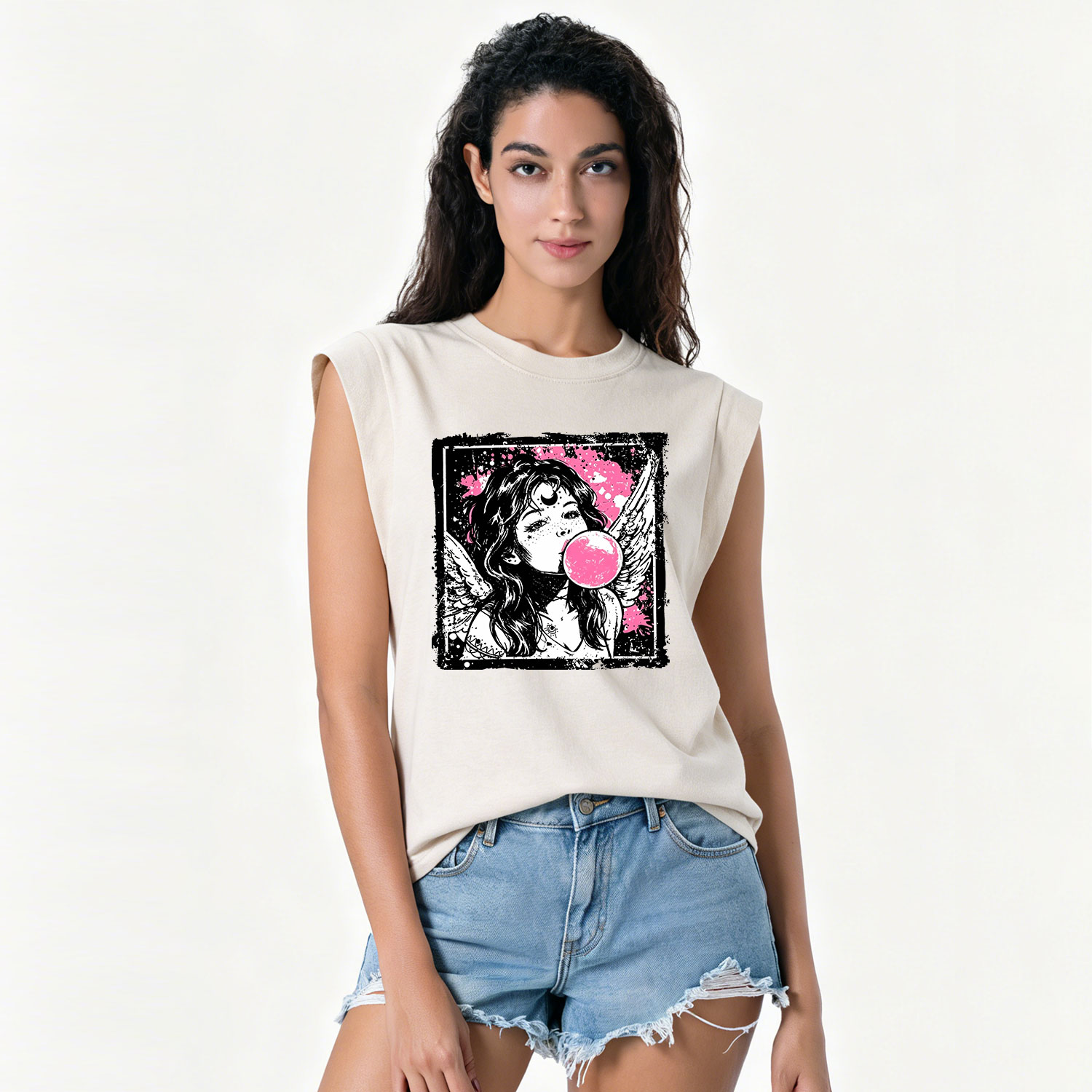 Purplehecate Grunge Angel with Bubblegum Vintage Washed Tank