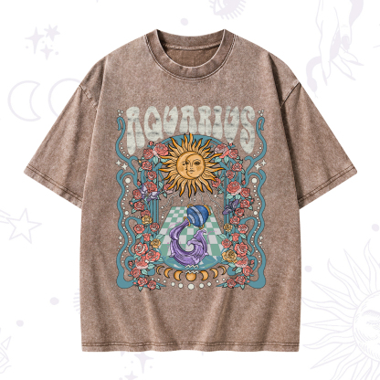Purplehecate Aquarius Spirit Zodiac Washed T-Shirt
