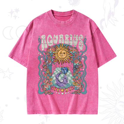 Purplehecate Aquarius Spirit Zodiac Washed T-Shirt