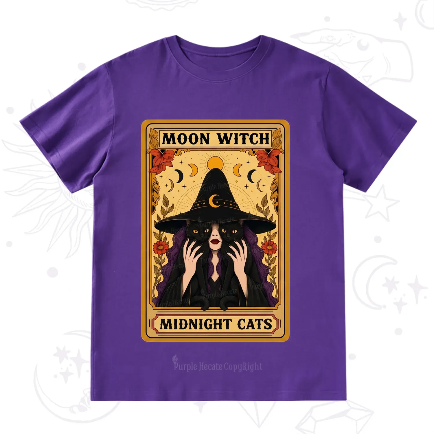 Purplehecate The Moon Witch Midnight Cats Oracle Card T-Shirt