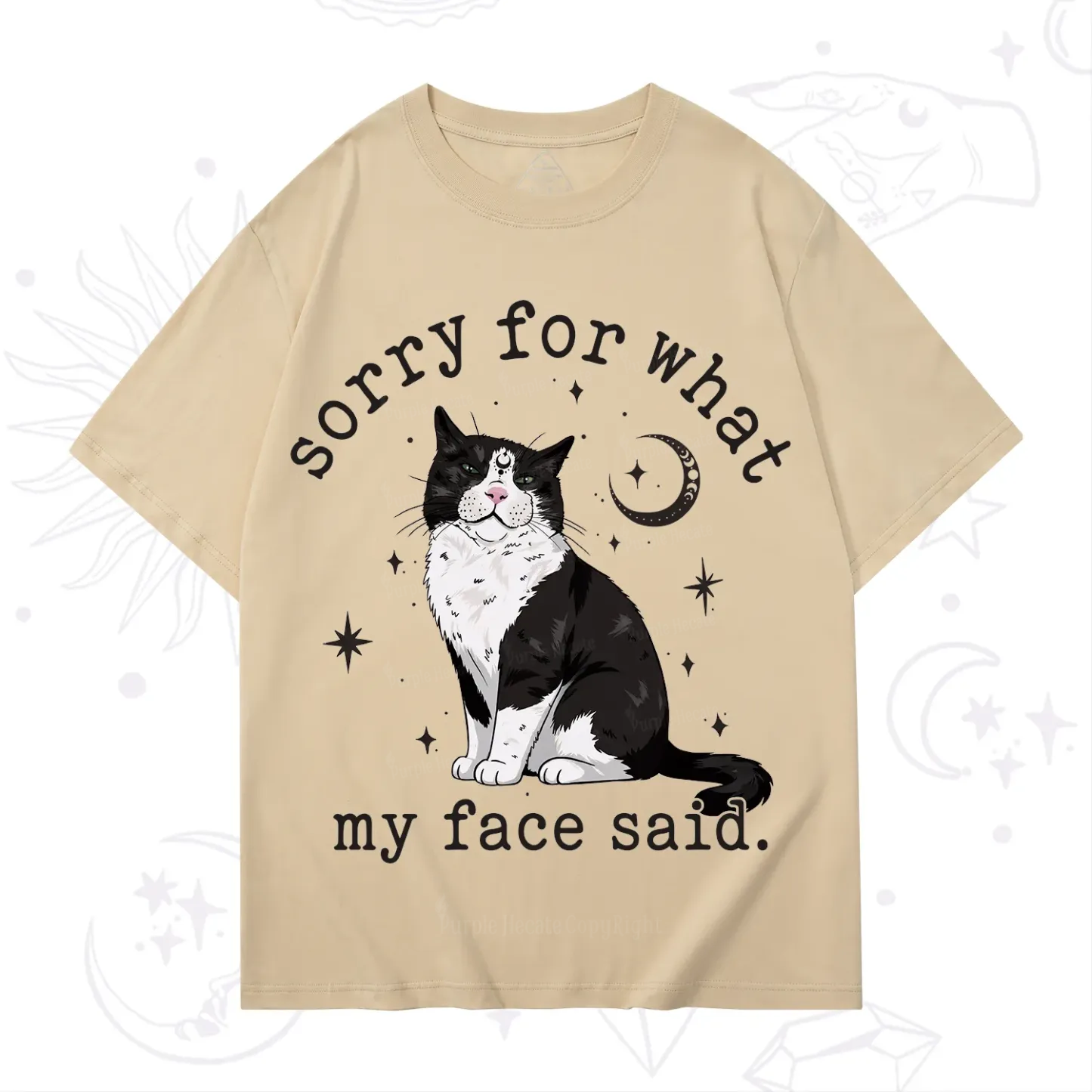 Purplehecate Sorry For What My Face Said Cat T-Shirt