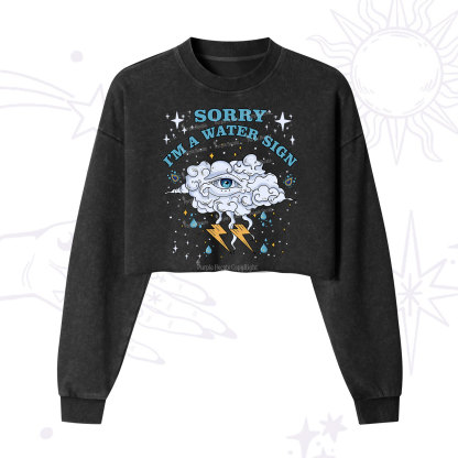 Purplehecate Sorry I'm A Water Sign Cropped Washed Sweatshirt