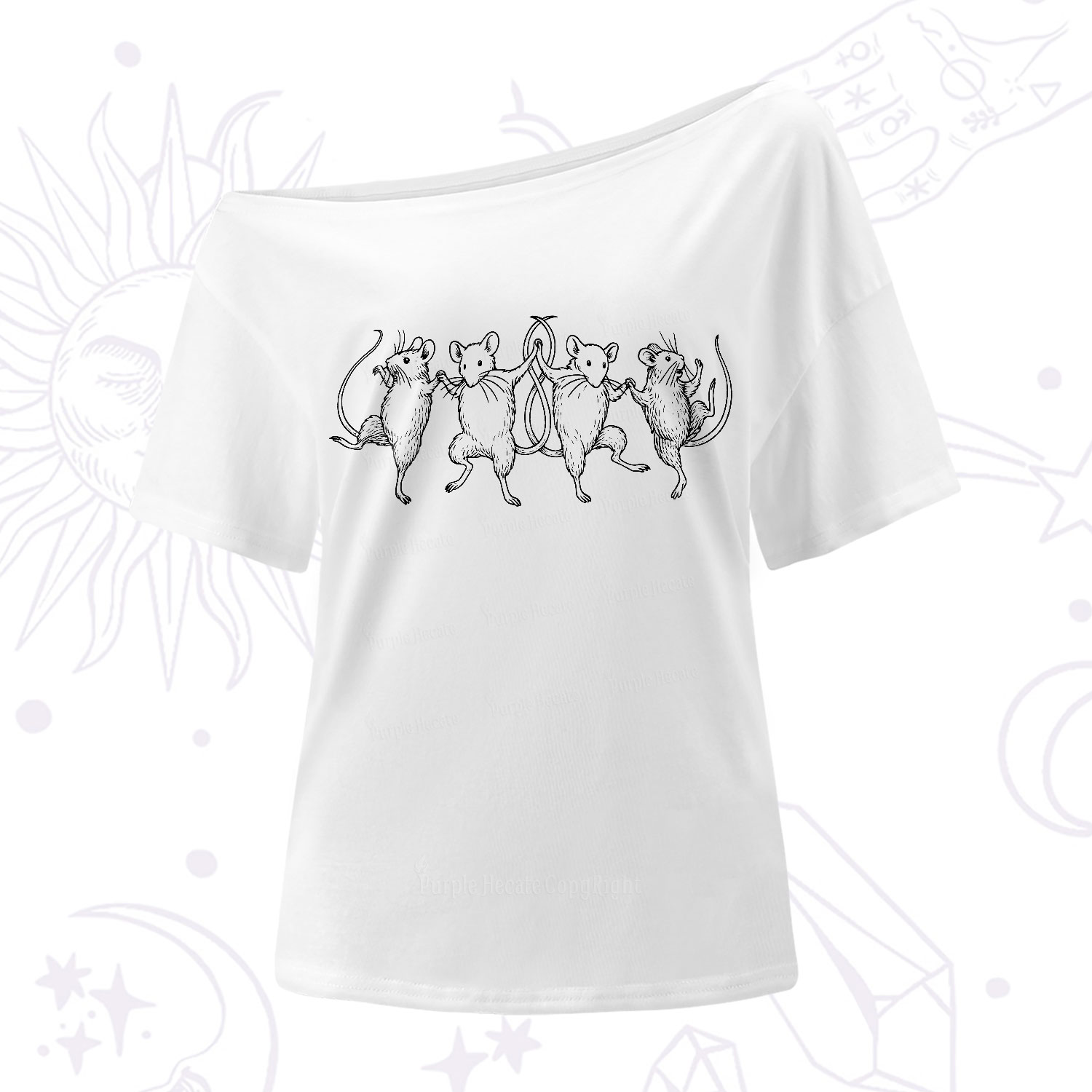 Purplehecate Dancing Rats One Shoulder T-Shirt