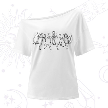 Purplehecate Dancing Rats One Shoulder T-Shirt