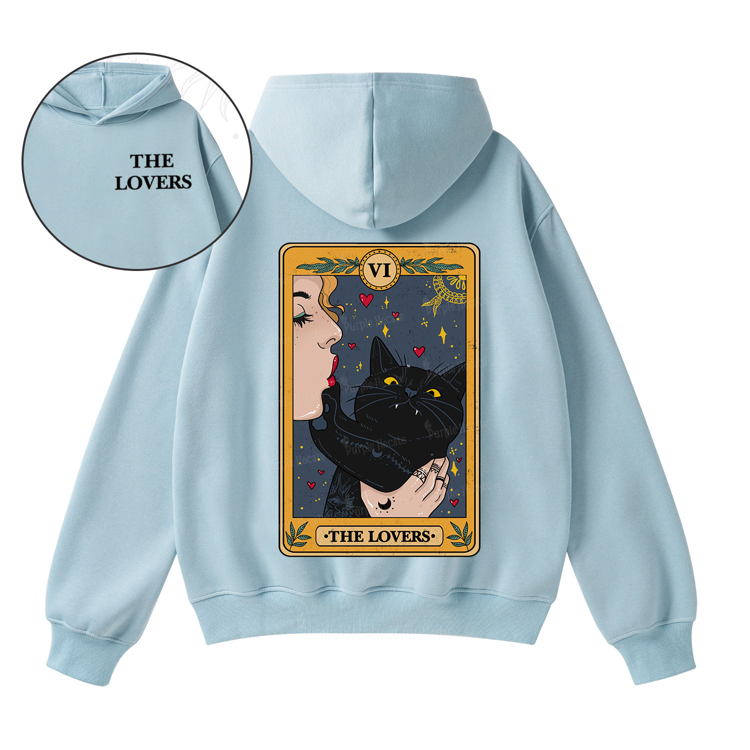 Purplehecate The Lovers Cat Tarot Fleece Hoodie Suit