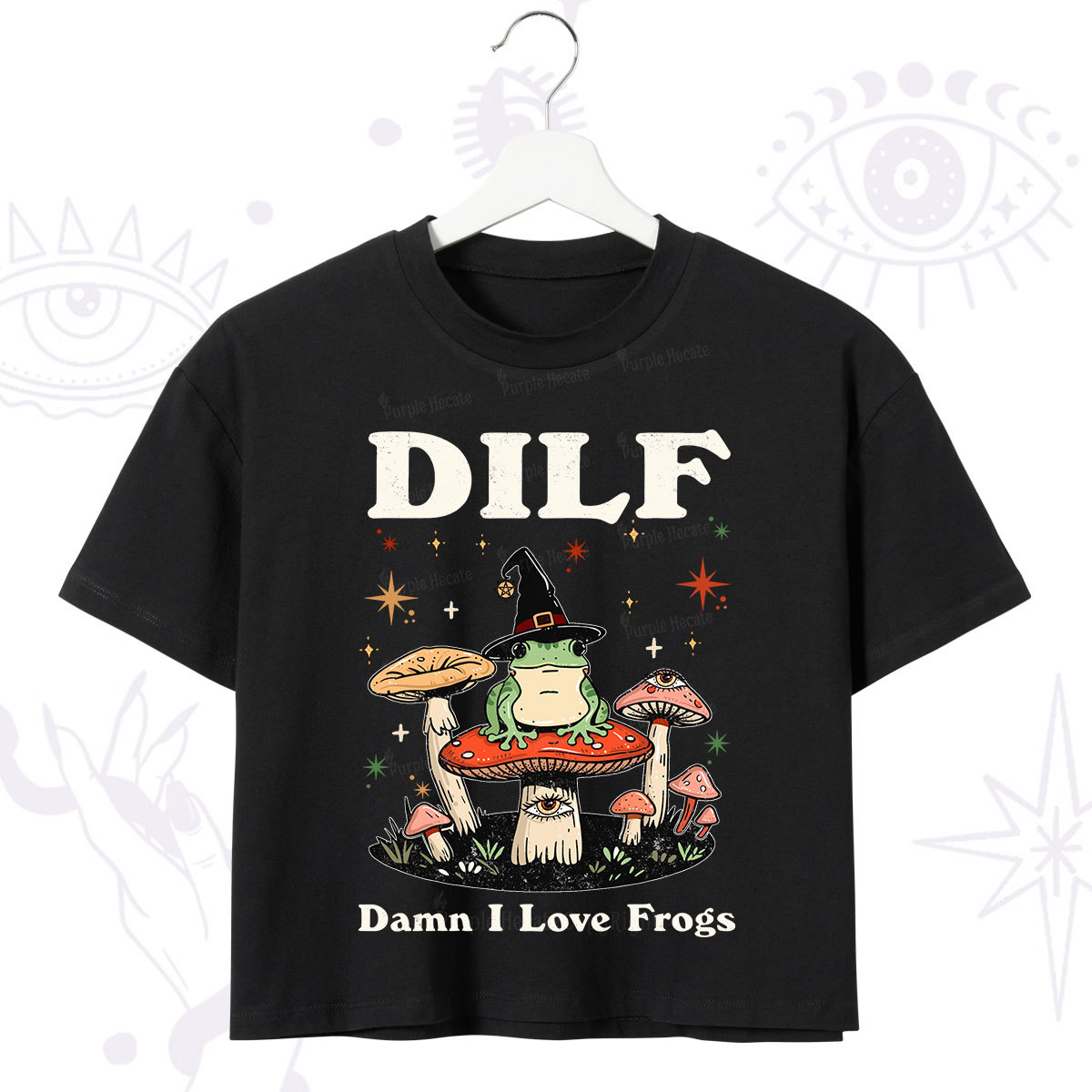 Purplehecate Dilf Damn I Love Frogs Crop T-Shirt