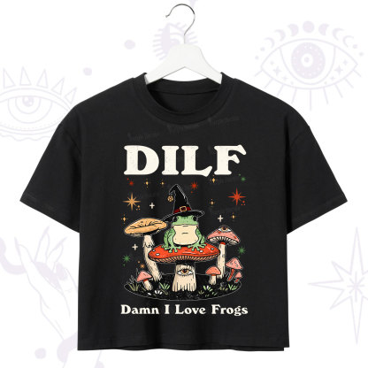 Purplehecate Dilf Damn I Love Frogs Crop T-Shirt