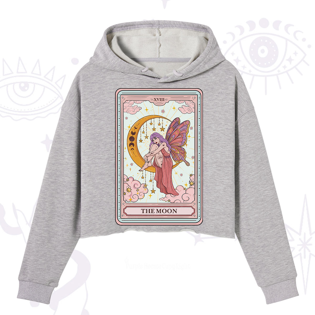 Purplehecate The Moon Tarot Crop Hoodie