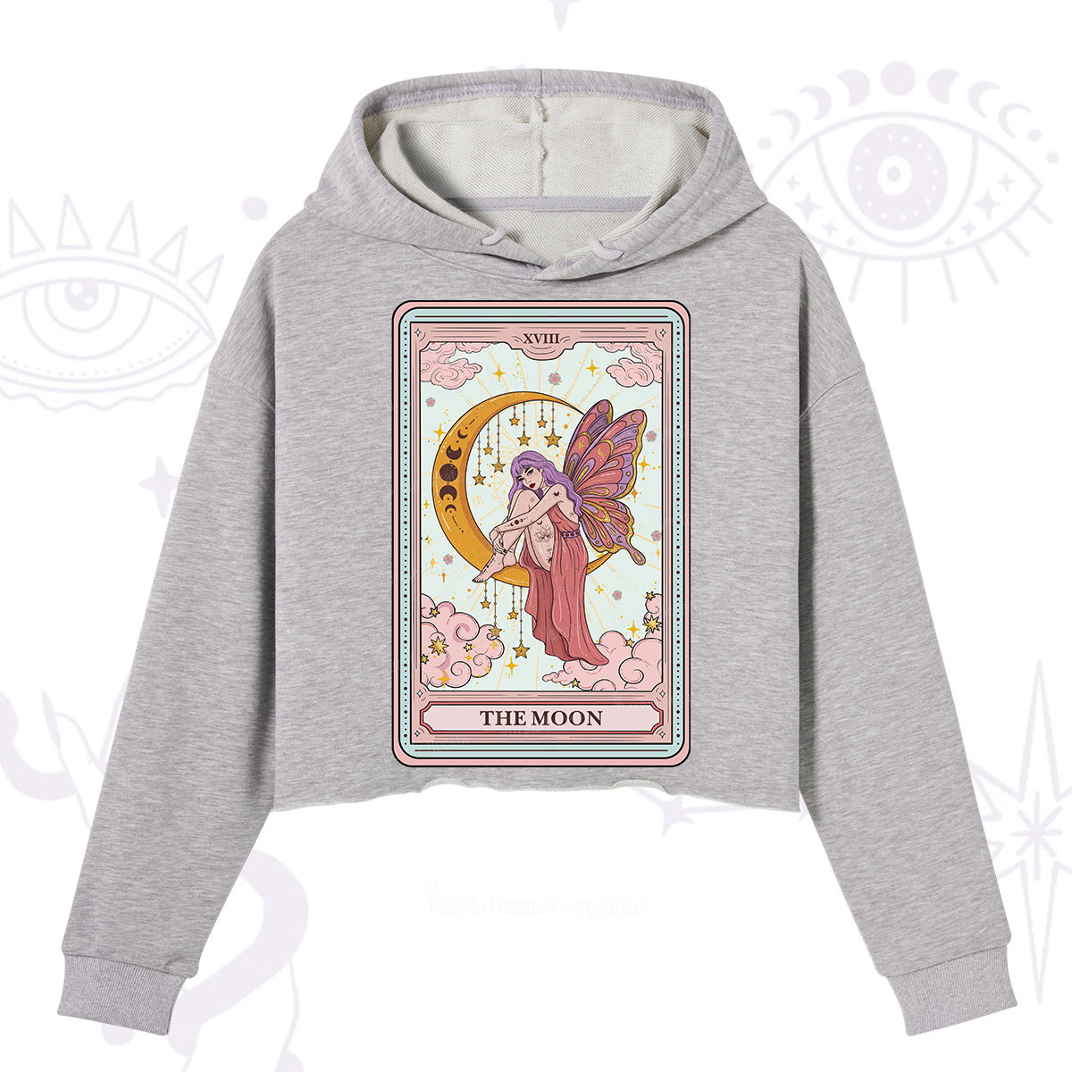 Purplehecate The Moon Tarot Crop Hoodie