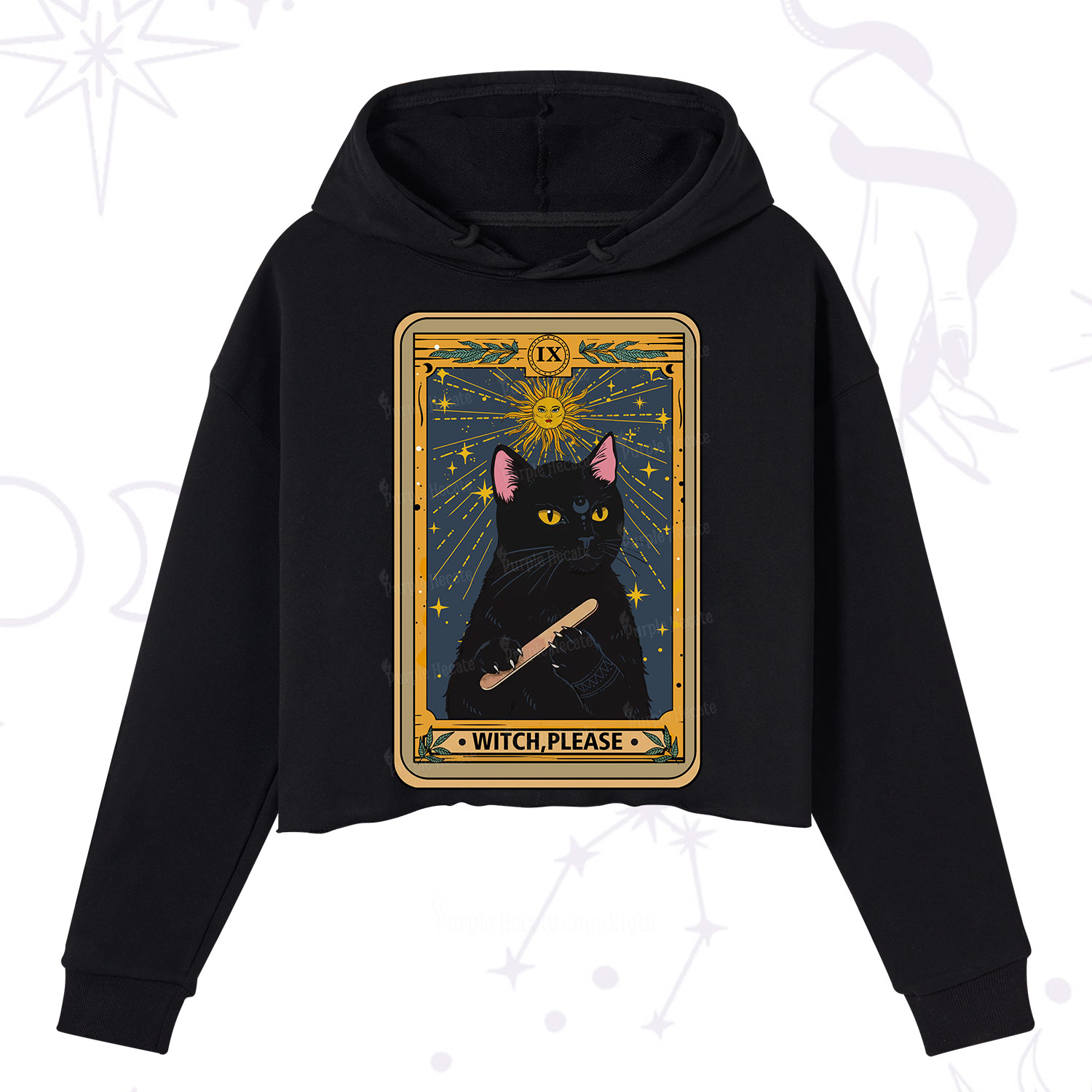 Purplehecate The Witch Please Tarot Crop Hoodie
