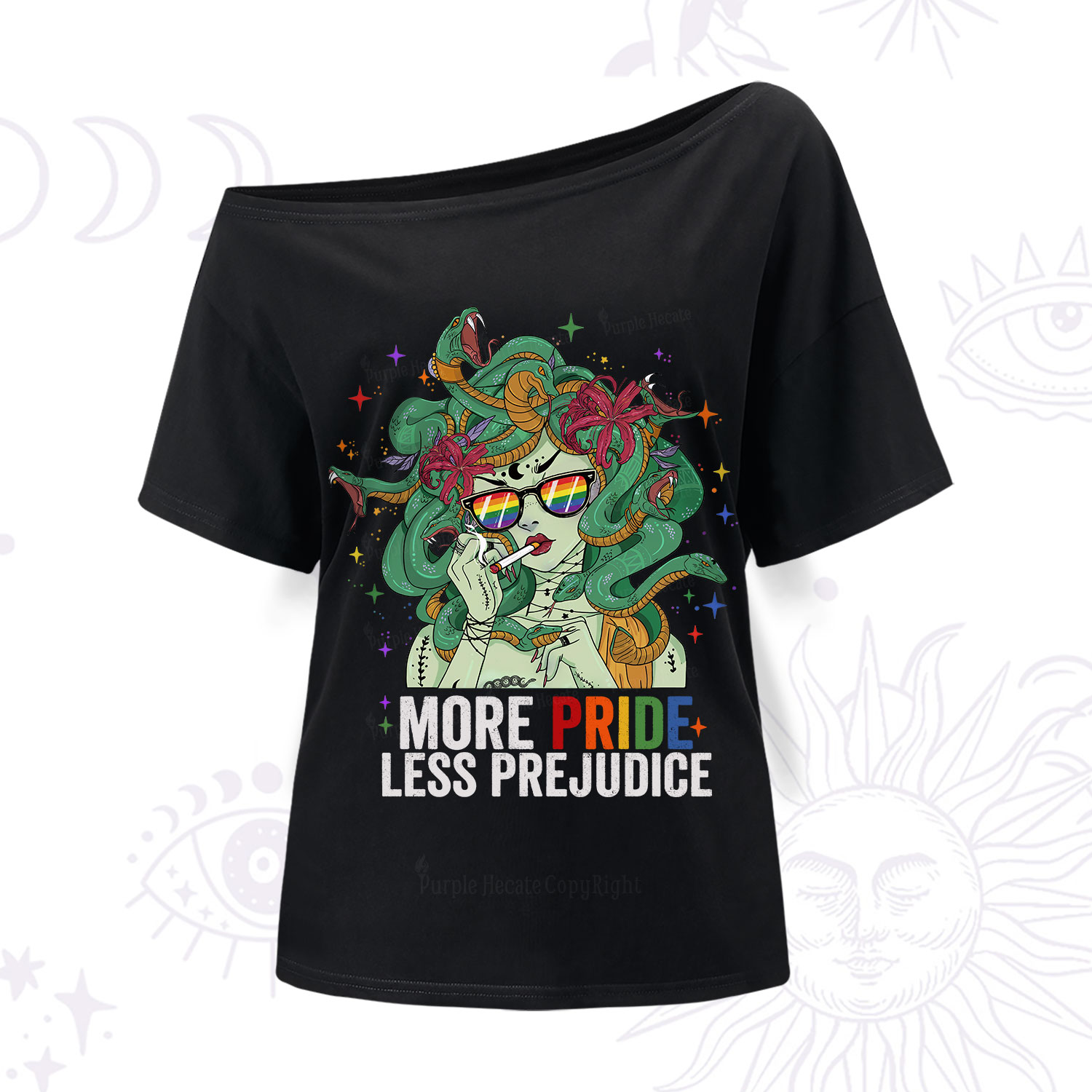 Purplehecate More Pride Less Prejudice Medusa One Shoulder T-Shirt