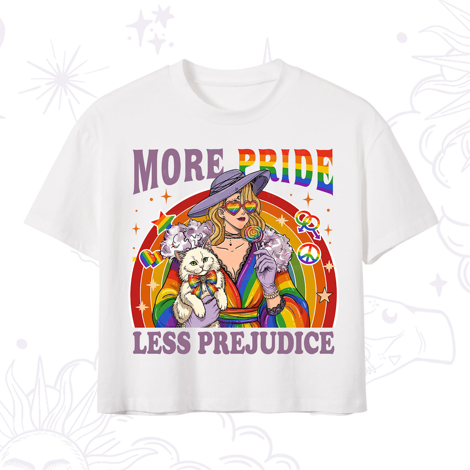 Purplehecate More Pride Less Prejudice Rainbow Crop T-Shirt
