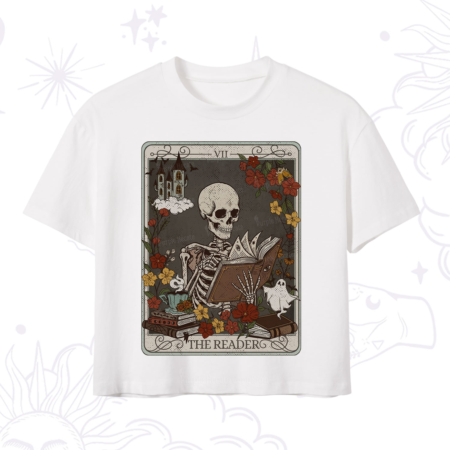 Purplehecate The Reader Tarot Card Crop T-Shirt