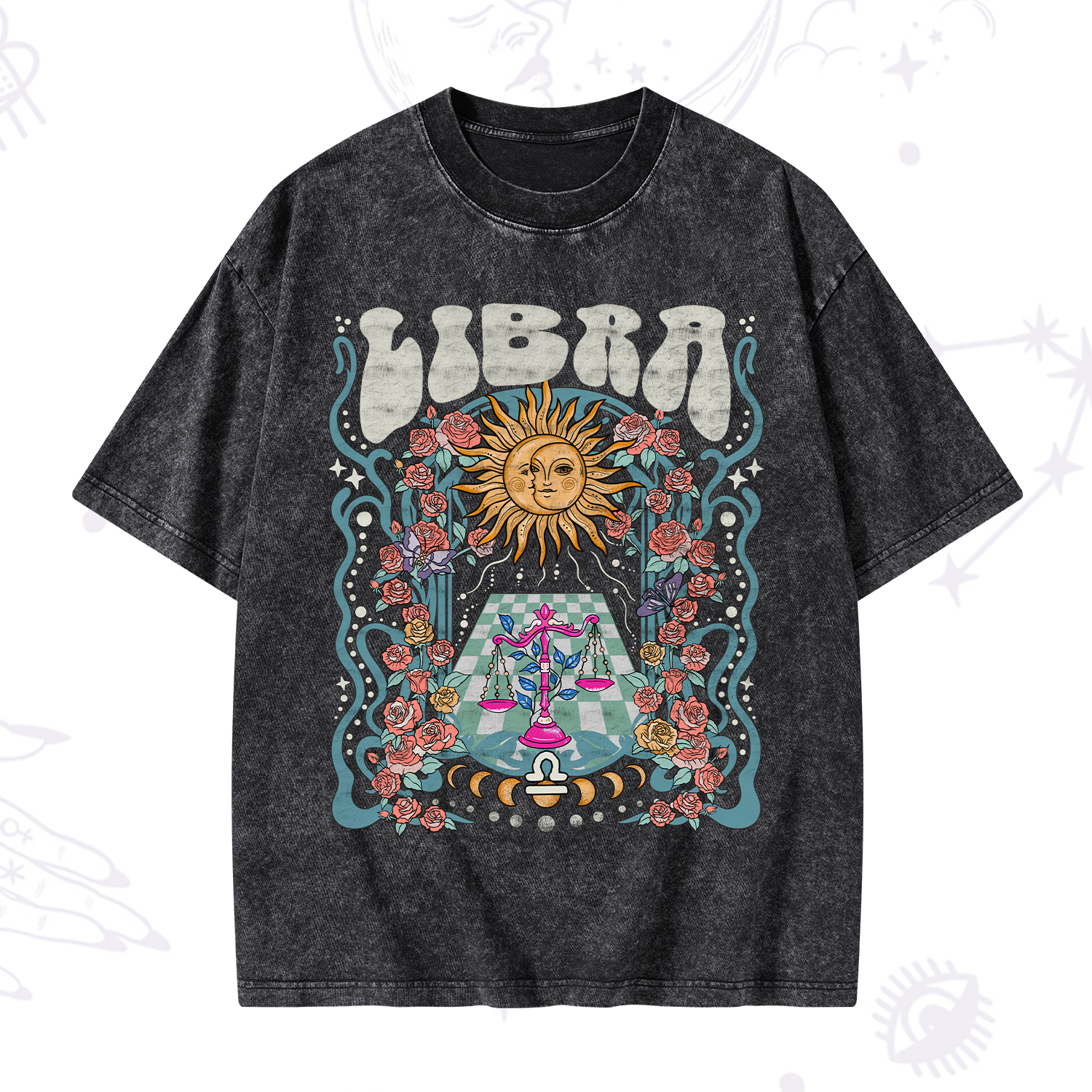 Purplehecate Libra Spirit Zodiac Washed T-Shirt