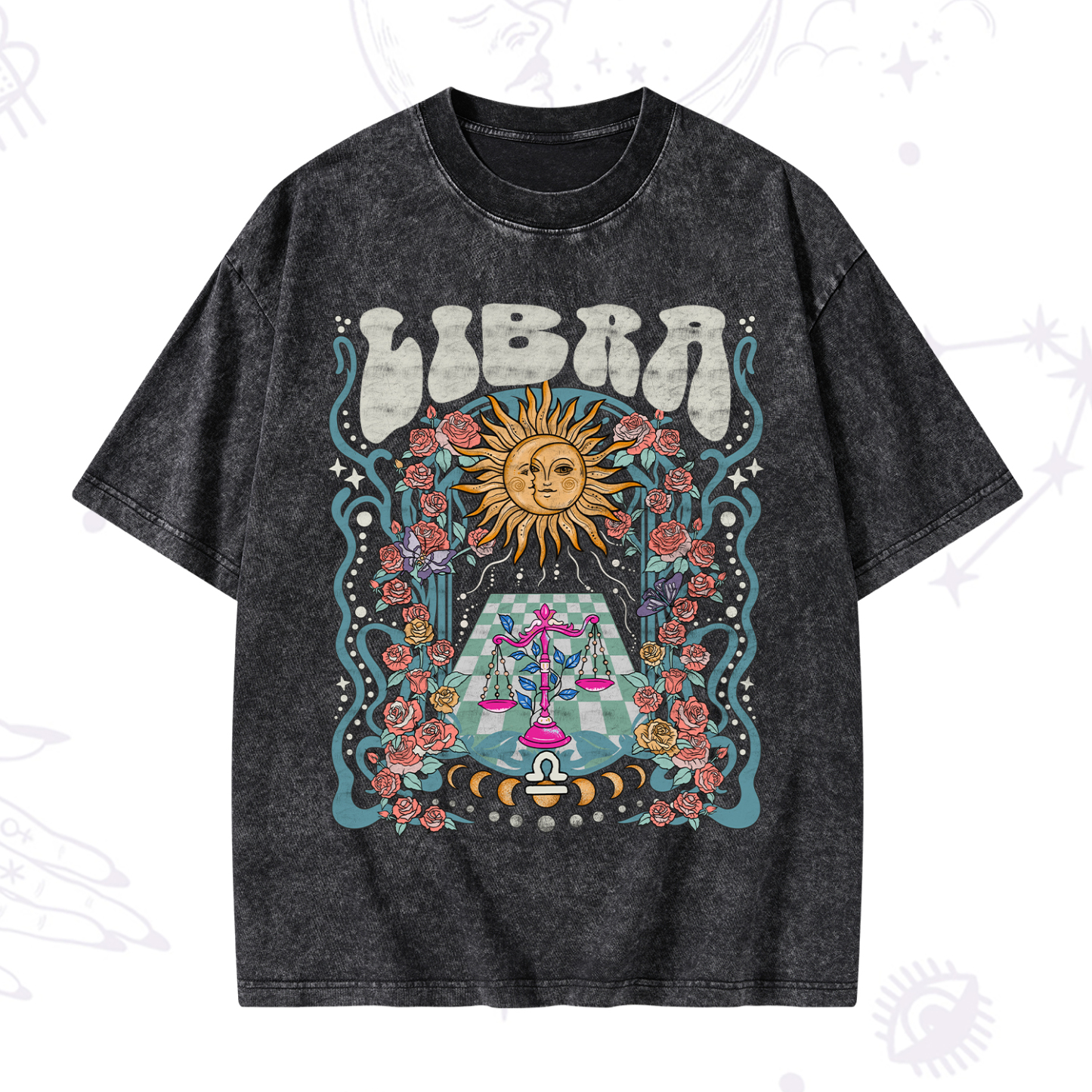 Magic Purplehecate Libra Spirit Zodiac Washed T-Shirt