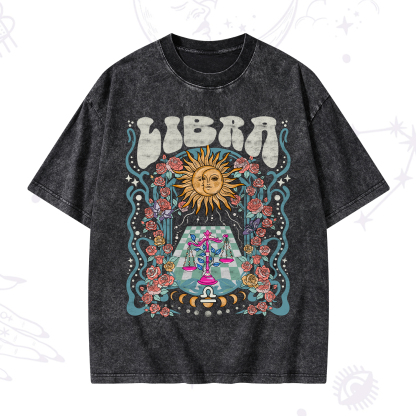 Purplehecate Libra Spirit Zodiac Washed T-Shirt