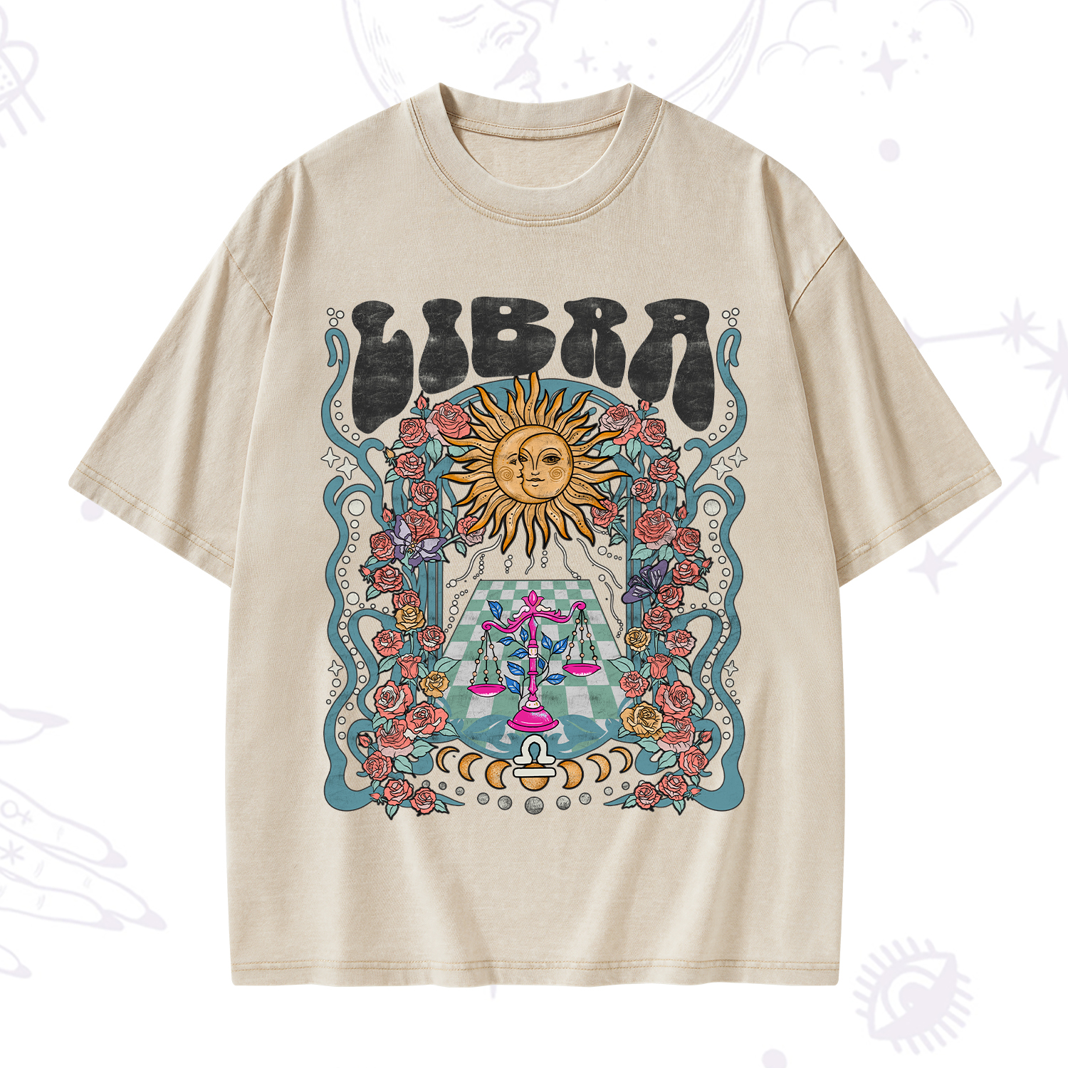 Purplehecate Libra Spirit Zodiac Washed T-Shirt