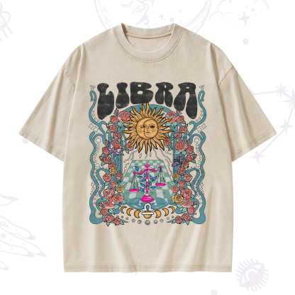 Purplehecate Libra Spirit Zodiac Washed T-Shirt