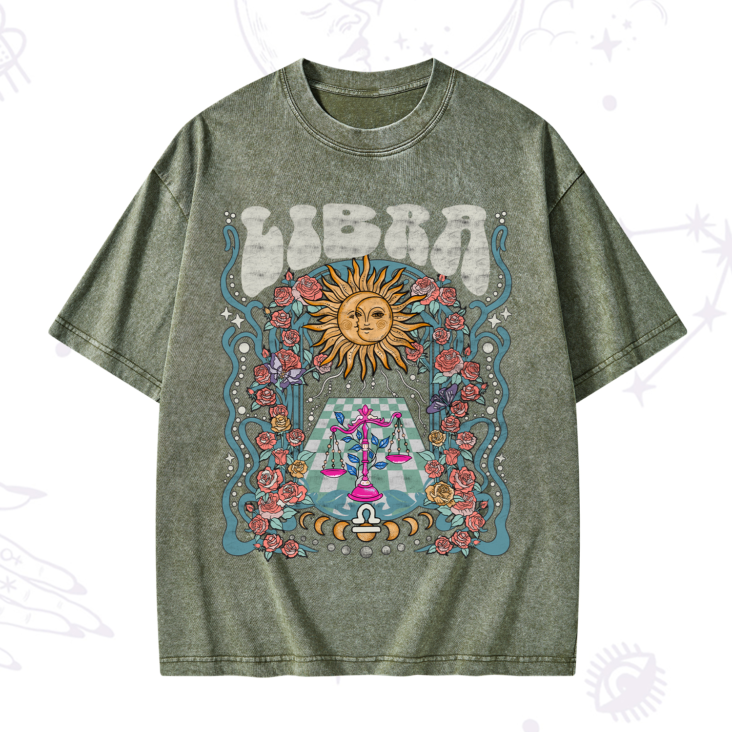 Purplehecate Libra Spirit Zodiac Washed T-Shirt