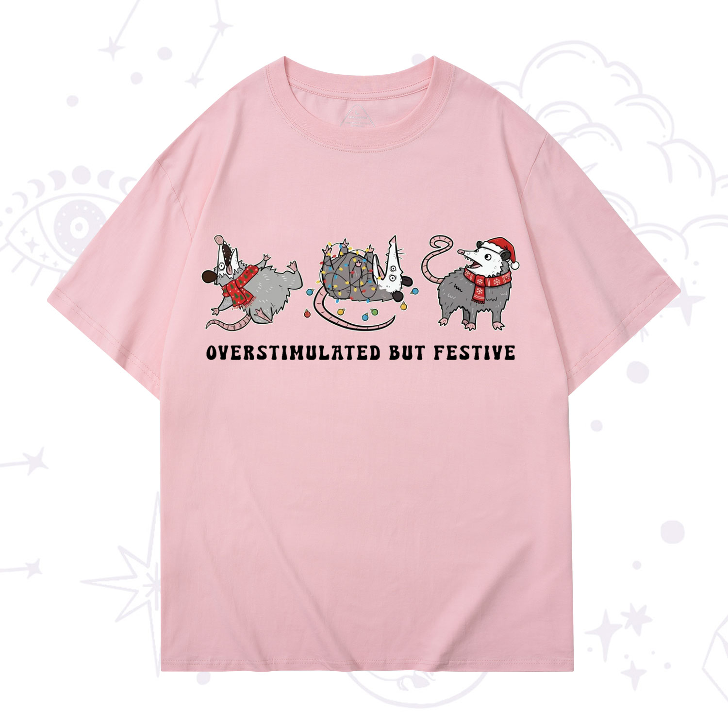 Purplehecate Overstimulated But Festive Possum Christmas T-Shirt